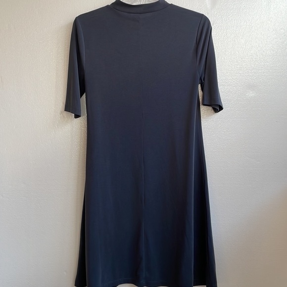 Mock Neck Short Sleeve A-Line Dress
- Charcoal - Picture 3 of 4
